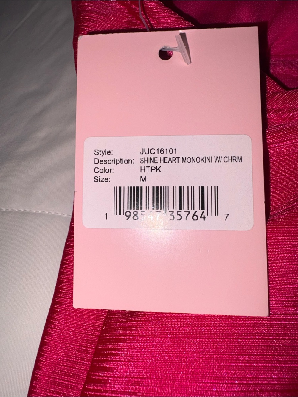 Juicy Couture Hot Pink/Fuchsia with JC shiny heart detail Swimsuit, M, NWT - Picture 10 of 16